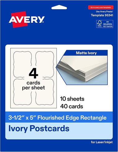 بطاقات مستطيلة قابلة للطباعة من Avery، حواف مزدهرة، 3.5 بوصة × 5 بوصة، بطاقات بني كرافت، ليزر/نفث الحبر، 200 إجمالي، رائعة للبطاقات البريدية، وبطاقات الشكر، والمزيد in Kuwait