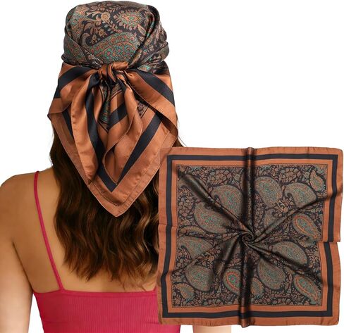 CHLINS 27.5 "وشاح الرأس المربع للنساء وشاح الشعر الساتان الحرير التفاف وشاح للرقبة عصابات لإكسسوارات حقائب اليد in Kuwait