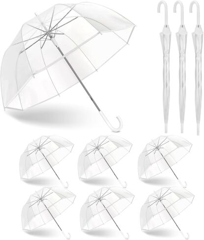 Wedding Clear Bubble Umbrella Bulk 46 Inch Large Dome Rain Windproof Stick Umbrellas for Weddings Prom Graduation and Outdoor Events(White) in Saudi Arabia