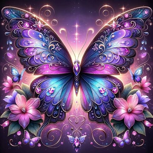 bleihum Butterfly Diamond Art Kits for Adults, Flower 5D Diamond Painting for Adults Beginners, DIY Full Drill Pink Rose Diamonds Paintings Gem Art Frameless Home Decor 12x16inch in Saudi Arabia