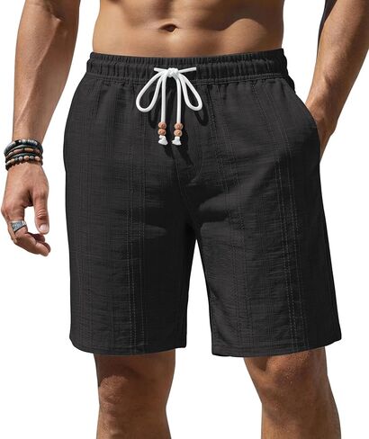 COOFANDY Mens Casual Shorts 9" Summer Beach Shorts Drawstring Elastic Waist Shorts with Pockets in Saudi Arabia
