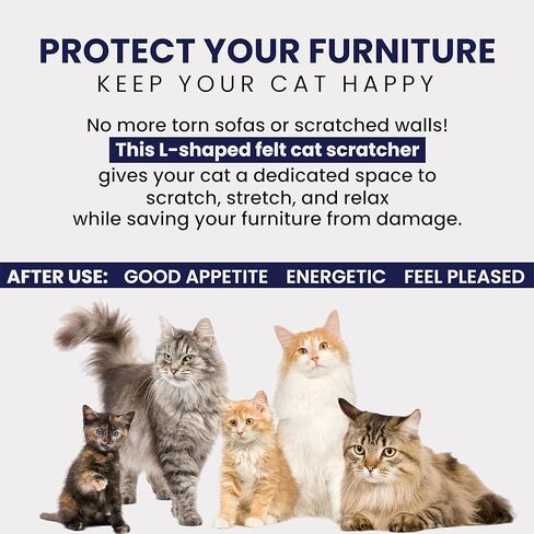 Felt Cat Scratchers for Large Cats | L Shape Horizontal & Verical Scratching Post | Felt + Wood | Light Blue in Saudi Arabia