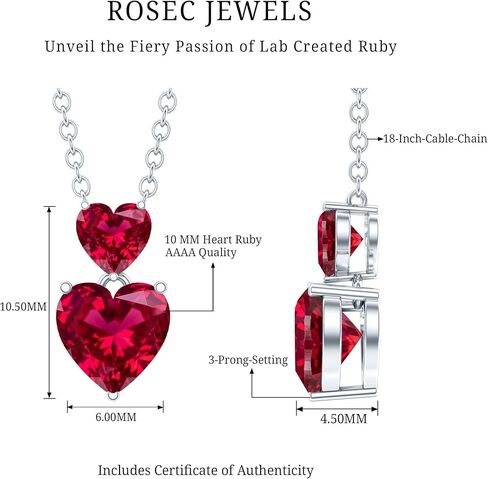Certified Lab Grown Ruby Double Heart Necklace, AAAA Quality, Ruby Locket With Silver Chain (Ready To Gift) in Saudi Arabia