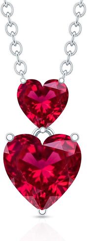 Certified Lab Grown Ruby Double Heart Necklace, AAAA Quality, Ruby Locket With Silver Chain (Ready To Gift) in Saudi Arabia