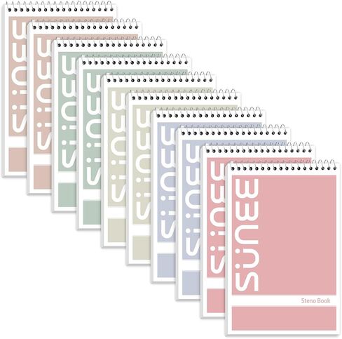 وسادات SUNEE Steno مقاس 6 × 9 5 عبوات، قاعدة جريج، 60 ورقة، ورق أبيض، تدوين الملاحظات مع دفتر الملاحظات الحلزوني العلوي، للمدرسة، الجامعة، الكلية، العمل، المكتب، اللون الكلاسيكي in Kuwait