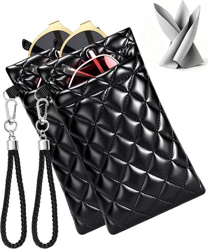 حافظة نظارة YOSE مزدوجة مكونة من طبقتين من النظارات الناعمة مع حزام حمل وقماش تنظيف للنساء والرجال، جزء علوي قابل للحمل in Kuwait