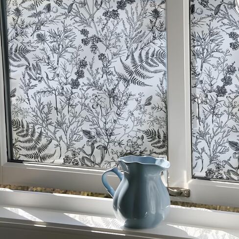 Rainbow Window Privacy Film Stained Glass Handmade Design for Bathroom, Watercolor Flower and Butterfly, 39.37" x 16.92" in Kuwait