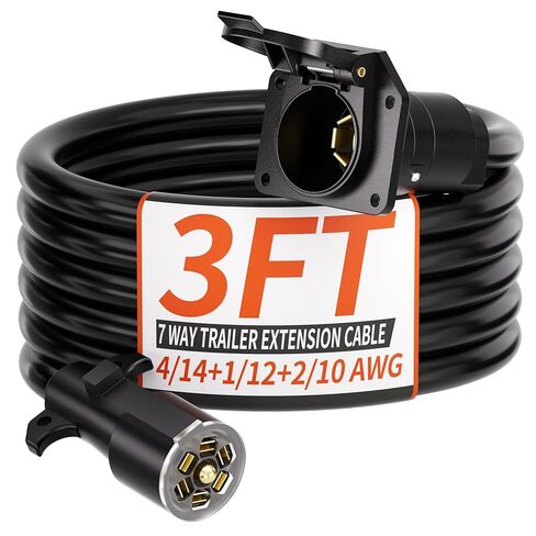 8FT 7 طريقة مقطورة التوصيل الثقيلة 8 FT 4/14 + 1/12 + 2/10 AWG 7 دبوس سلك تسخير الأسلاك للمقطورات، المعسكرات، شاحنات الطعام، شاحنات الطعام، القوافل، RVs وغيرها من مركبات القطر in Kuwait