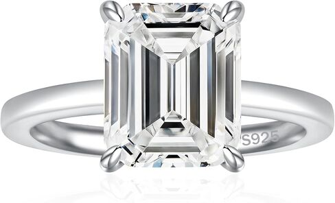 3CT 925 Sterling Silver Engagement Rings for Women Emerald Cut Solitaire Cubic Zirconia Wedding Promise Rings for Her Size 4-11 in Saudi Arabia