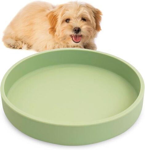 مجموعة وعاء طعام القطط من السيليكون مكونة من 2 طبق طعام للقطط الضحلة بعرض 7 بوصات لتخفيف تعب الحيوانات الأليفة من أجل القطط والجرو والكلب (وردي مستدير) in Kuwait