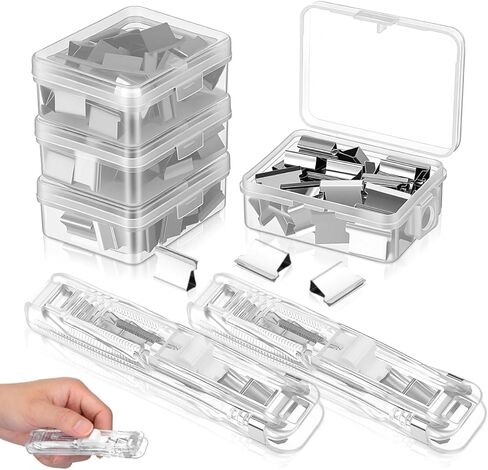 TEHAUX Reusable Desktop Stapler with Clip Dispenser Portable Office Stapler Fastener for Document Binding Includes and 200pcs Refill Clips for Home and School Use in Kuwait