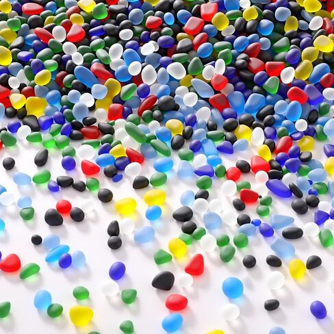 Sea Glass Stones, 3.3LB Decorative Frosted Glass Pebbles Gemstones - Suitable for Aquarium Rocks, Fish Tank Gravel, Vase Fillers, DIY Crafts, and Home Decor in Saudi Arabia