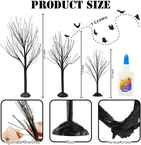 Warmtree 6 قطع من أشجار قرية الهالوين، شجرة ديكور صغيرة، أشجار فرعية صناعية على سطح الطاولة، ملحقات قرية الهالوين مع تمثال غربان لقضاء العطلات، ديكور المنزل، الحديقة، المكتب، المهرجانات in Saudi Arabia