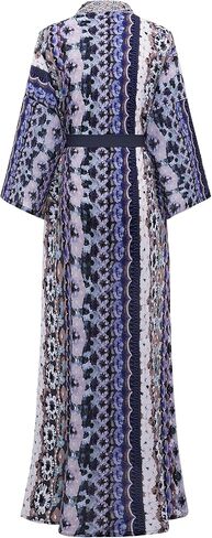 أرواب كيمونو من PRODESIGN للنساء - ملابس نوم طويلة من الشيفون حريري بنقشة الزهور كيمونو، رداء نوم، رداء حمام، بلوزة in Kuwait