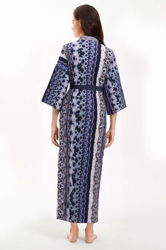 أرواب كيمونو من PRODESIGN للنساء - ملابس نوم طويلة من الشيفون حريري بنقشة الزهور كيمونو، رداء نوم، رداء حمام، بلوزة in Kuwait