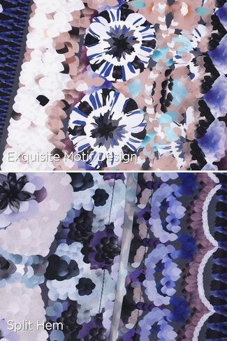 أرواب كيمونو من PRODESIGN للنساء - ملابس نوم طويلة من الشيفون حريري بنقشة الزهور كيمونو، رداء نوم، رداء حمام، بلوزة in Kuwait