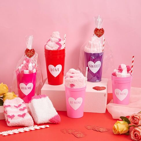 12 Set Galentine’s Day Gifts for Friends, Cute Pink Galentines Gift Set for Women Friend Bestie with Fuzzy Socks, Velvet Hair Scrunchies and Greeting Cards, Bulk Friendship Gifts in Kuwait