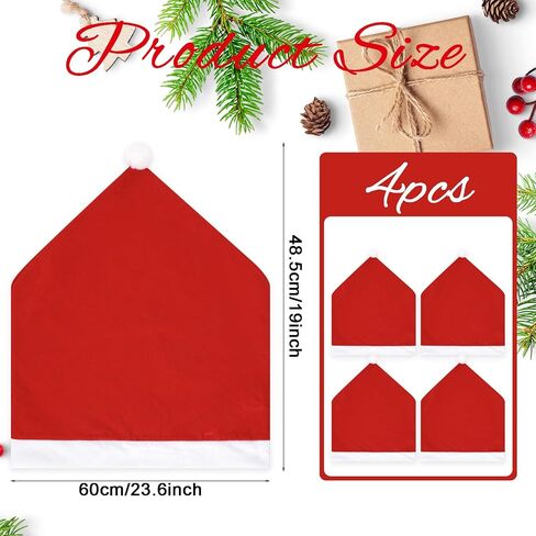 Yolyoo Christmas Chair Covers,Hat Chair Back Covers Set of 4,Kitchen Chair Slipcovers Removable for Home Party Xmas Holiday Festival Decor (4 PCS) in Saudi Arabia