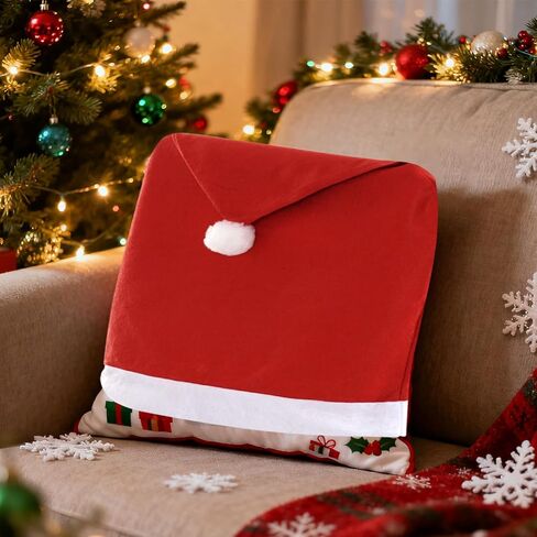 Yolyoo Christmas Chair Covers,Hat Chair Back Covers Set of 4,Kitchen Chair Slipcovers Removable for Home Party Xmas Holiday Festival Decor (4 PCS) in Saudi Arabia