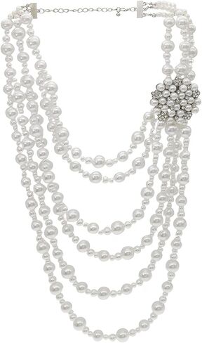 JNF 1920s Pearl Necklace for Women Long Chunky Big Pearl Strands Flapper Beaded Necklaces Imitation Faux Pearls Gatsby Vintage Costume Jewelry 80'' Long in Saudi Arabia