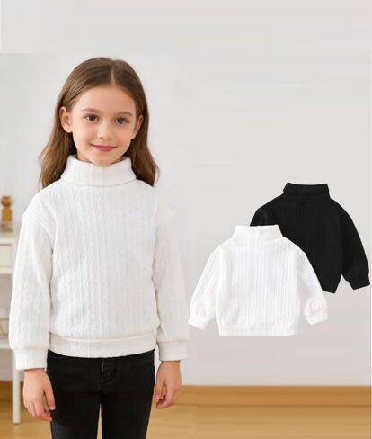 Girls Cable Knit Sweater 2 Pieces Long Sleeve Solid Pullover Casual Cozy Neck Sweater for Kid in Saudi Arabia