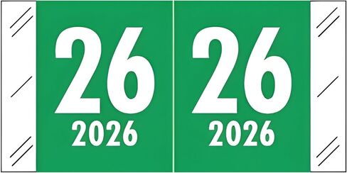 2026 Year Stickers, Doctor Stuff 2026 Chart Stickers, Green Color Coded, Tabbies 51700 Style, USA Made Year Labels for End Tab File Folders, 500/Roll, 1 Roll, 3/4" x 1-1/2" in Saudi Arabia