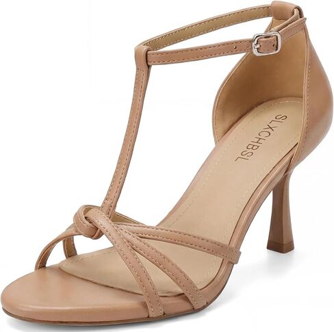 Women's T-Strap Kitten Heels, 3 Inch Round Toe High Heeled Sandals | Adjustable Ankle Strap, Open Toe 3 Inch Skinny Heel, Non-slip Strappy Heels for Dressy, Formal, Casual Office, Wedding, Party in Saudi Arabia