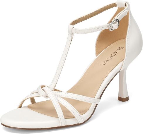 Women's T-Strap Kitten Heels, 3 Inch Round Toe High Heeled Sandals | Adjustable Ankle Strap, Open Toe 3 Inch Skinny Heel, Non-slip Strappy Heels for Dressy, Formal, Casual Office, Wedding, Party in Saudi Arabia