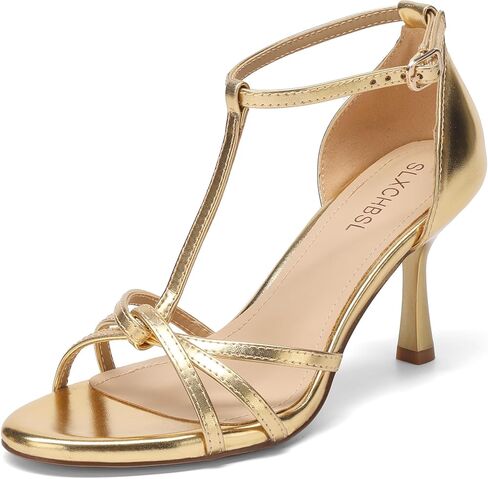 Women's T-Strap Kitten Heels, 3 Inch Round Toe High Heeled Sandals | Adjustable Ankle Strap, Open Toe 3 Inch Skinny Heel, Non-slip Strappy Heels for Dressy, Formal, Casual Office, Wedding, Party in Saudi Arabia
