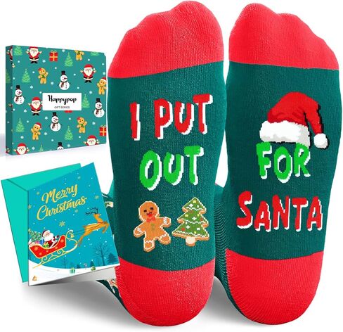 HAPPYPOP Christmas Gift Socks for Adults - Xmas Elf Stocking Stuffers Elf Socks for Women Men in Saudi Arabia