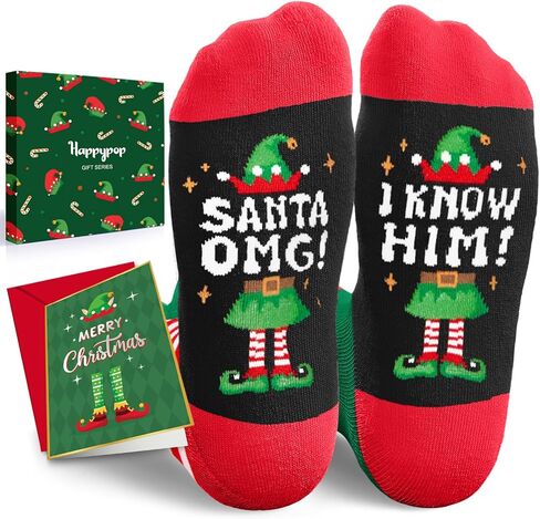 HAPPYPOP Christmas Gift Socks for Adults - Xmas Elf Stocking Stuffers Elf Socks for Women Men in Saudi Arabia