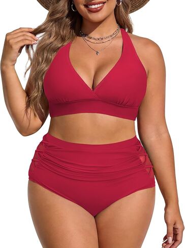 American Trends Womens Plus Size Bikini Set - Tummy Control, High Waisted 2 Piece Swimsuits Bathing Suits in Saudi Arabia