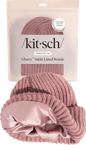 Kitsch Glazey™ Satin Lined Beanie for Men and Women – Cozy Winter Hats for Men - Stylish Anti-Frizz Hat for All Hair Types - Black in Saudi Arabia