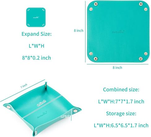 SANQIANWAN PU Leather Arc Edge Jewelry Valet Tray for Man and Women, Portable Mini Entryway Table Tray Bedside Nightstand Desk Tray Small Travel Dish Plate for Key,Wallet,Watch,Coin (DarkGreen) in Saudi Arabia