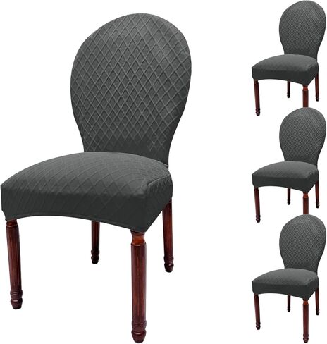 Large Round Back Dining Chair Slipcovers, Set of 4/6 Stretch Dining Chair Covers for Kitchen Dining Room Chair Seat Protectors (4, Khaki, Large) in Saudi Arabia