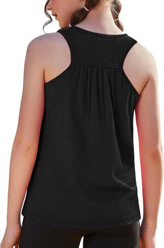 Zaclotre Girls Pleated Racerback Tank Tops Athletic Workout Sport Shirts for Running Gym in Saudi Arabia