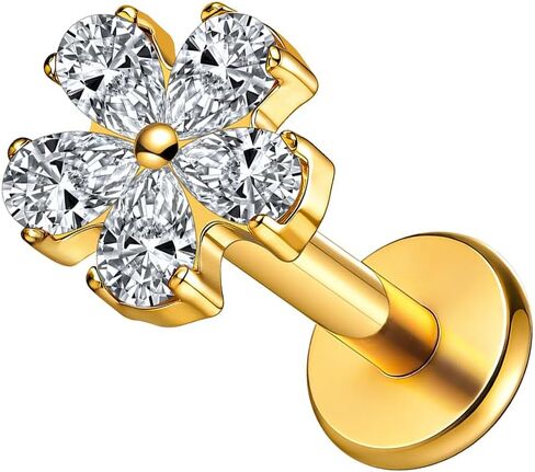 16G ASTM F136 Titanium Threaded Studs Piercing Tops for Conch,Tragus,Helix,Lobe Come With 6mm/8mm Lengths Post Flatback earring nose Jewelry Silver Gold 1pc in Saudi Arabia