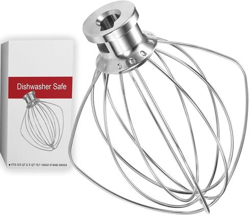 مرفق خفاقة من الفولاذ المقاوم للصدأ يناسب كيتشن إيد، 6 أسلاك سوط لخلاط حامل برأس مائل بسعة 4.5 5 لتر، ملحقات مساعدات المطبخ K45WW وقطع غيار الملحقات، آمنة للاستخدام في غسالة الأطباق in Kuwait