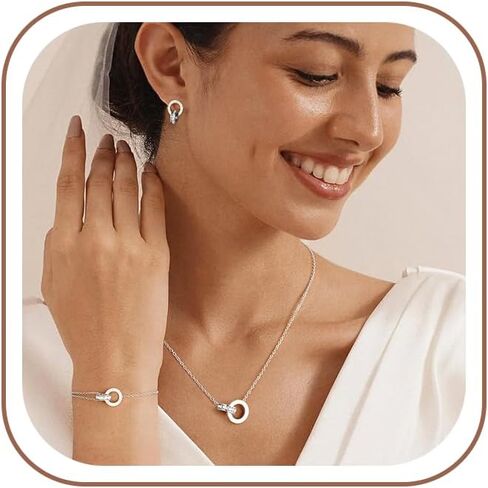 Mujahid Gold & Silver Jewelry Set (Necklace, Earrings, Ring) - Water-Resistant, Hypoallergenic & Fashionable Jewelry for Wedding, Christmas & Birthday in Saudi Arabia