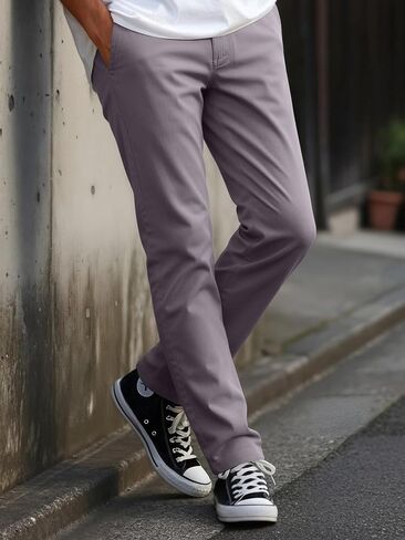 Men's Slim Fit Stretch Casual Pants with Zipper in Saudi Arabia