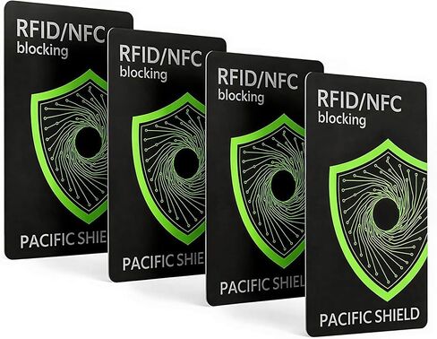 بطاقة حجب RFID من باسيفيك شيلد (عبوتان) | تأمين محفظتك | حماية متميزة من سرقة الهوية لبطاقات الائتمان والهوية وجواز السفر | NFC تماس in Kuwait