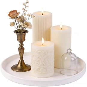 8.8" Black Ceramic Round Tray - Candle Plate Holder Tray, Decorative Vanity Trays for Bathroom Counter, Ceramic Tealight Pillar Trays, Coffee Table Decor, Perfume, Plant. in Saudi Arabia