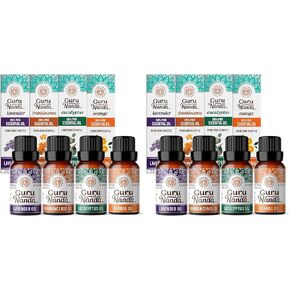 GuruNanda Essential Oils Set (Pack of 4 x 0.5 Fl Oz) - Pure, Natural Frankincense, Lavender, Eucalyptus & Orange Aromatherapy Oils for Diffusers, DIY & Home Use in Saudi Arabia