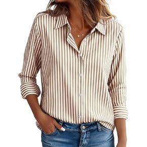 CBOO Women's Stain-Resistant Shirts Wrinkle Free & Non Iron Long Sleeve Button Down Blouse Office Tops in Saudi Arabia