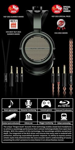 Aune SR7000 Full-Size Closed-Back Headphones with MLD Driver, Dynamic Driver, Detachable Cable, Over-Ear HiFi Headphones, Hi-Res Audiophile Headphones for HiFi System, Home Audio, DAP, HiFi Player in Saudi Arabia