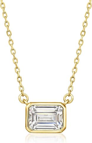 Ross-Simons 1.20 Carat Emerald-Cut CZ Necklace in 18kt Gold Over Sterling in Saudi Arabia