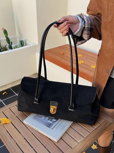 Suede Shoulder Bag for Women Brown Tote Bag 2025 Fall Trendy Purse Top Handle Designer Hobo Handbag in Saudi Arabia