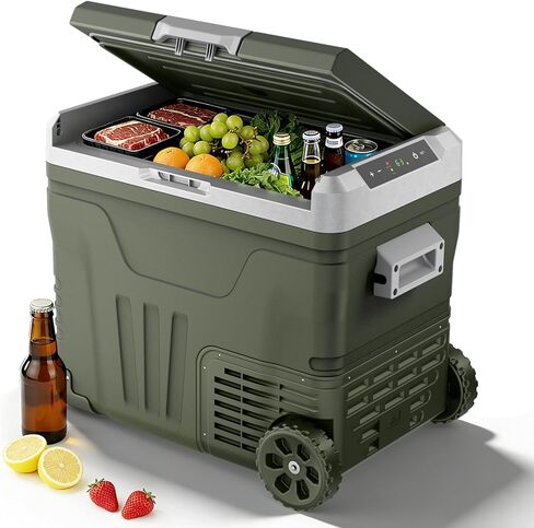 12V Portable Refrigerator, 42 Quart Dual-Voltage 12V/24V DC Car Cooler, -4°F to 68°F Portable Freezer for Car, Truck, RV, Camping, Home, Road Trips，Black in Saudi Arabia
