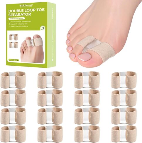Bukihome Toe Separators for Overlapping Toes, Gel Bunion Corrector and Fabric Toe Spacers Straightener for Women & Men, Bunion Relief with 8 Pack in Saudi Arabia
