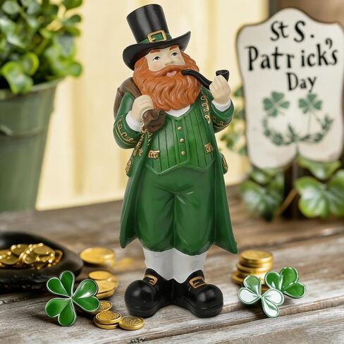 St Patricks Day Figurines Statue - Desktop Figurines Saint Patricks Day Irish Lucky Leprechaun Shamrock Hat Table Decor Resin Tabletop Figurine Green Clover Holiday Decorations Indoor 3.5x3.7x4 inch in Saudi Arabia